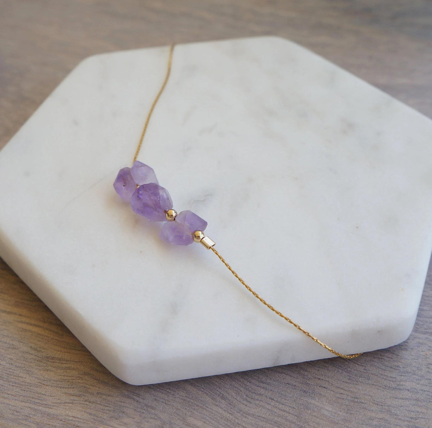 Raw Amethyst Necklace Light Purple Rough Small Natural Amethyst Gold Filled Necklace February Birthstone Gift Amethyst Crystal Necklace