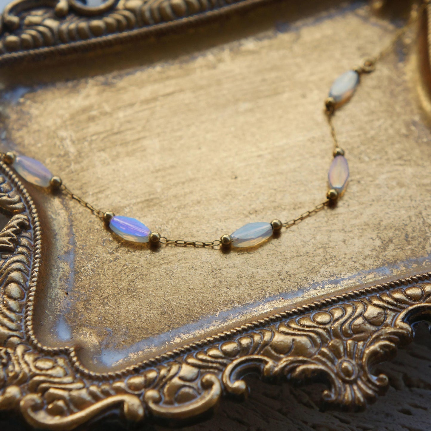 Dainty Gold Opalite Necklace