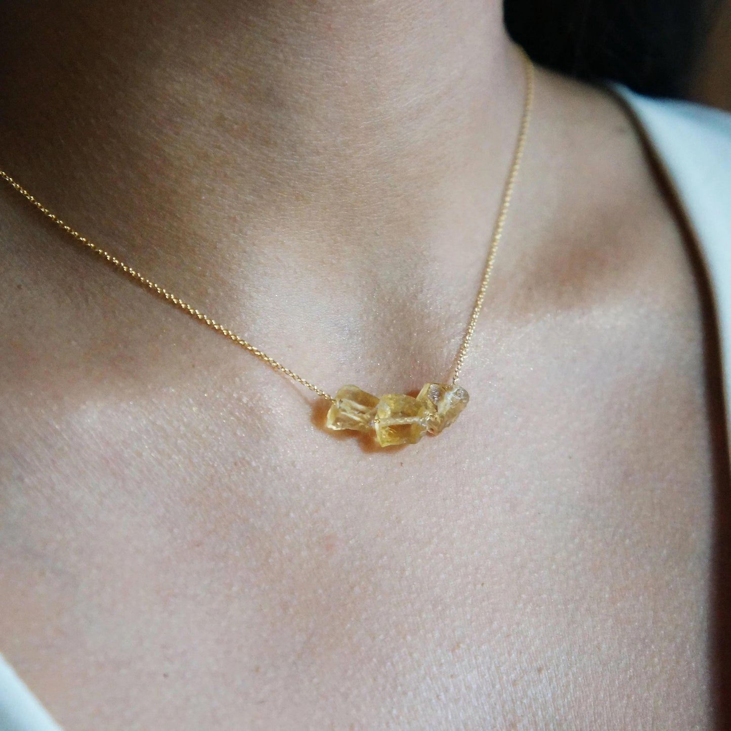 Raw Crystal Necklace Natural Citrine Necklace Rough Stone Layering Necklace Citrine Stone Pendant Protection November Birthstone Necklace