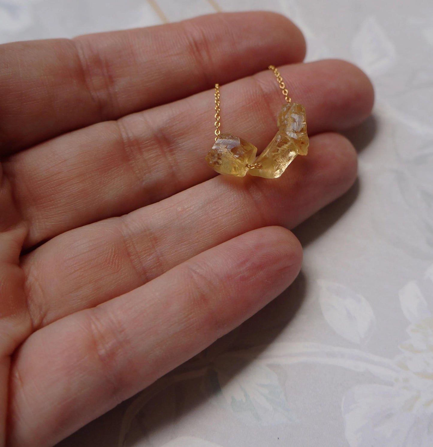 Raw Crystal Necklace Natural Citrine Necklace Rough Stone Layering Necklace Citrine Stone Pendant Protection November Birthstone Necklace