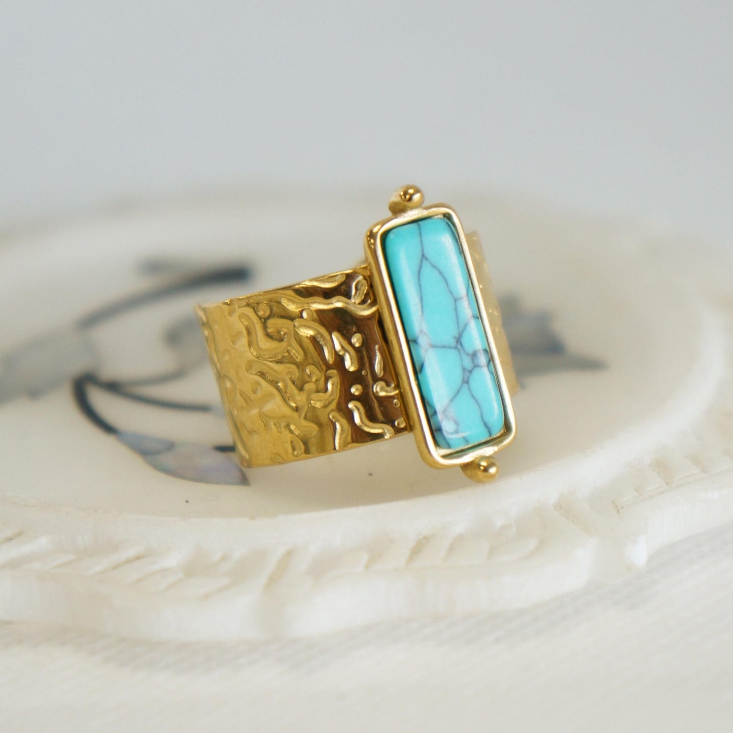 Gold Turquoise Chunky Ring