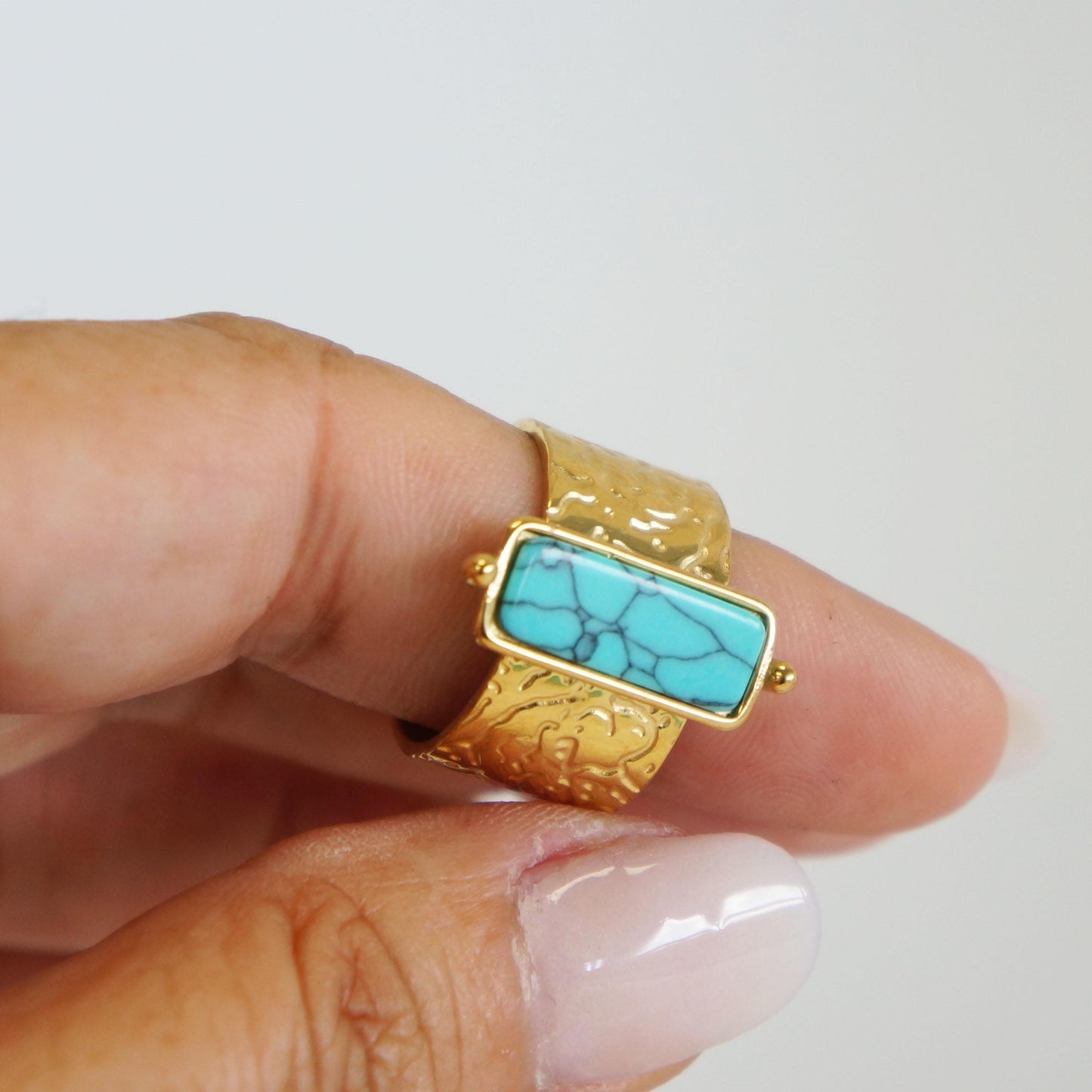 Gold Turquoise Chunky Ring