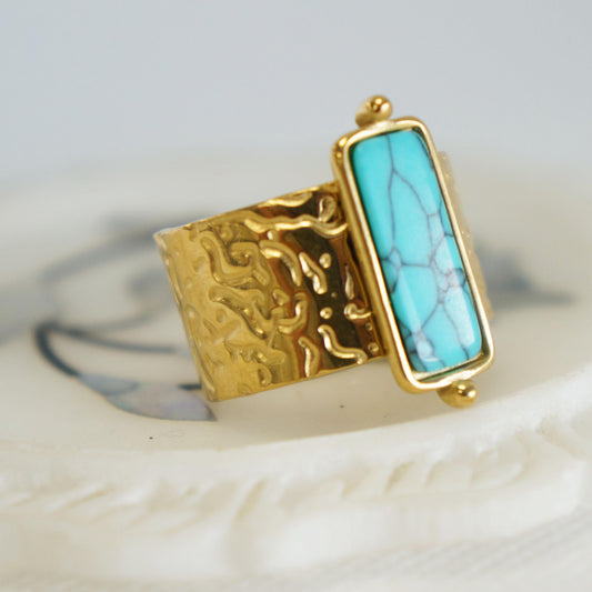 Gold Turquoise Chunky Ring