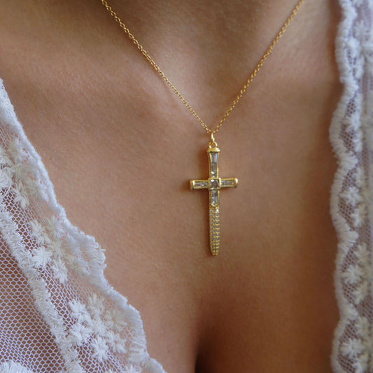 Gold Sword Charm Necklace