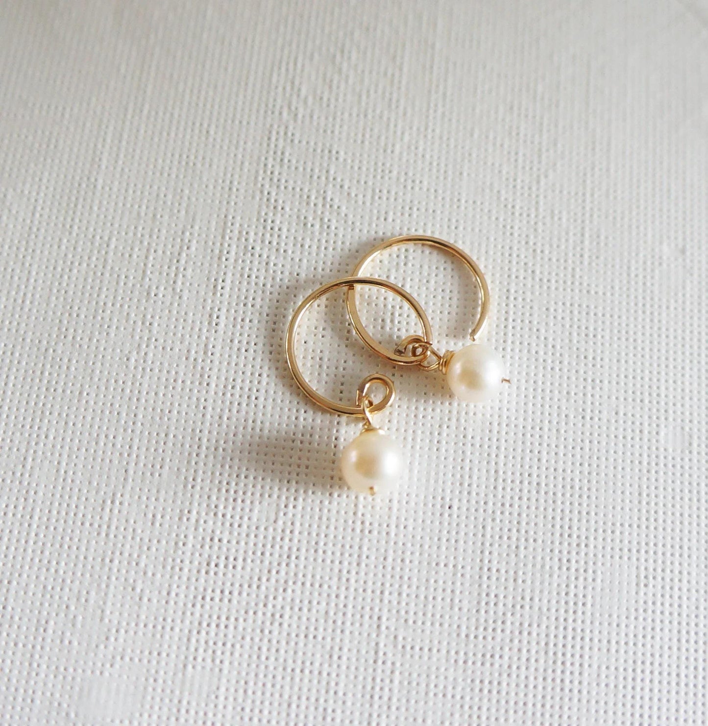 Tiny Pearl Hoops Minimalist 14Kt Gold Filled Pearl Hoops Tiny Dainty Gold Earrings Handmade Everyday Pearl Earrings AAA Fresh Water Pearls