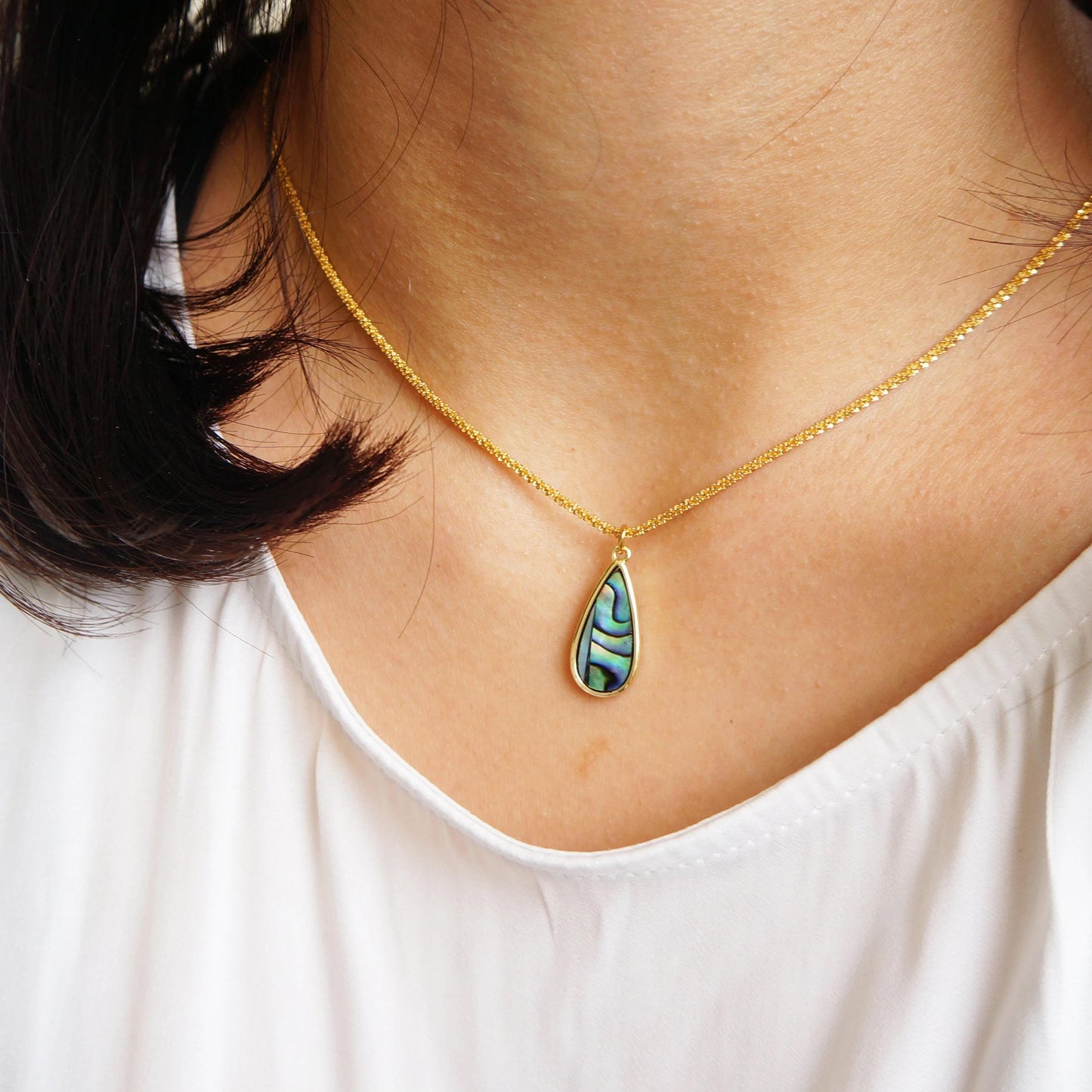 Gold Shell Drop Necklace