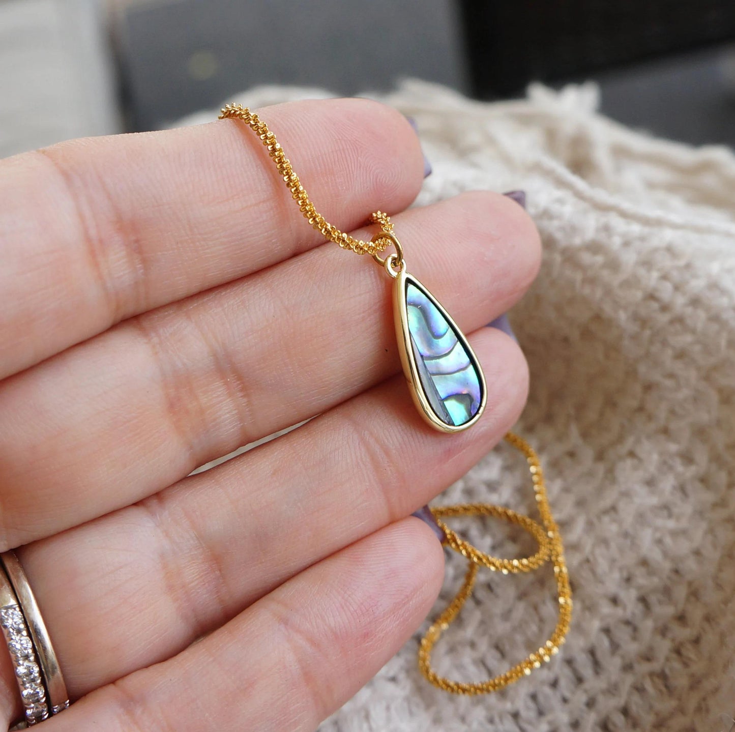 Gold Shell Drop Necklace