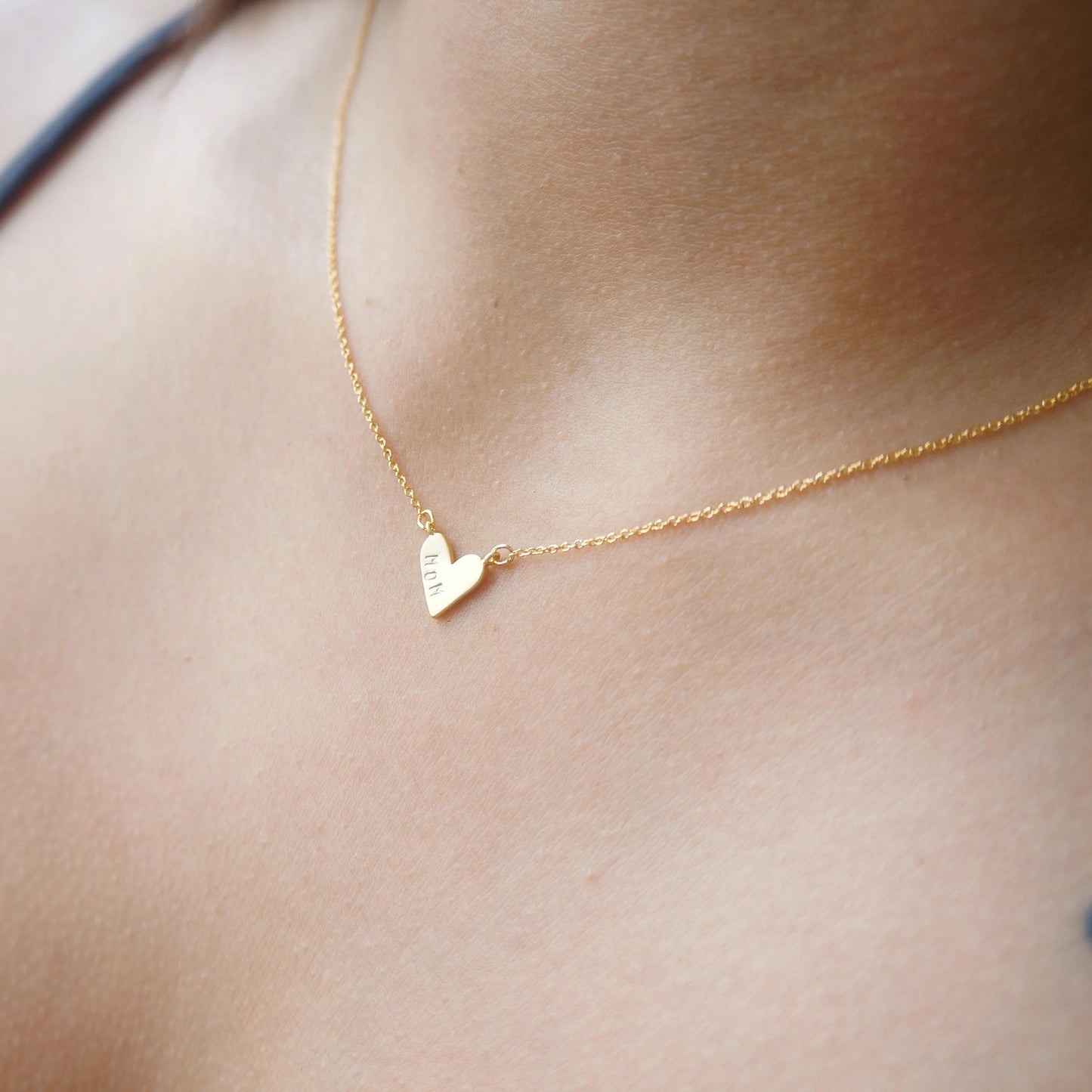 Dainty Hand Stamped Heart Necklace