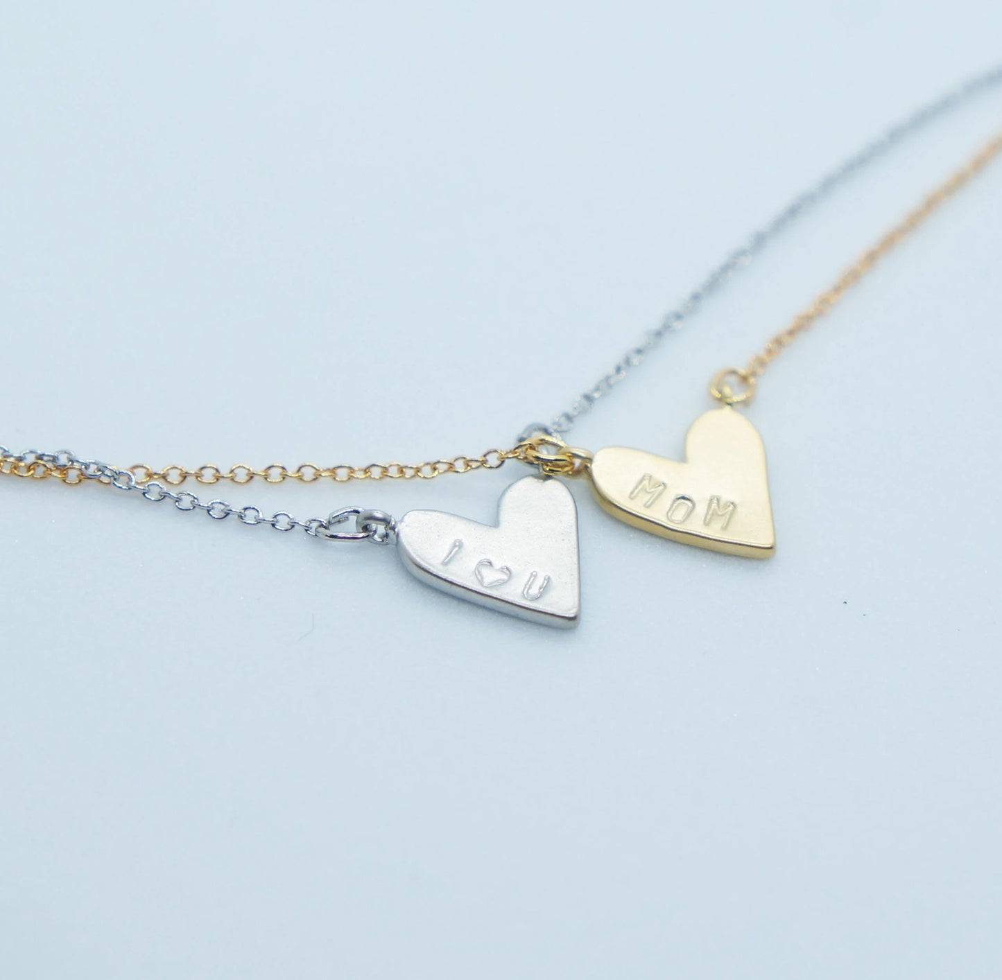 Dainty Hand Stamped Heart Necklace