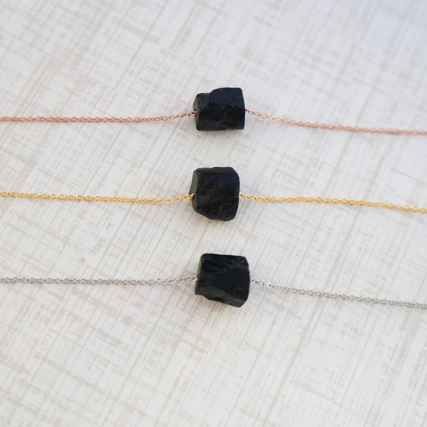 Raw Crystal Necklace Natural Black Tourmaline Necklace Powerful Necklace Rough Stone  Black Tourmaline Stone Pendant