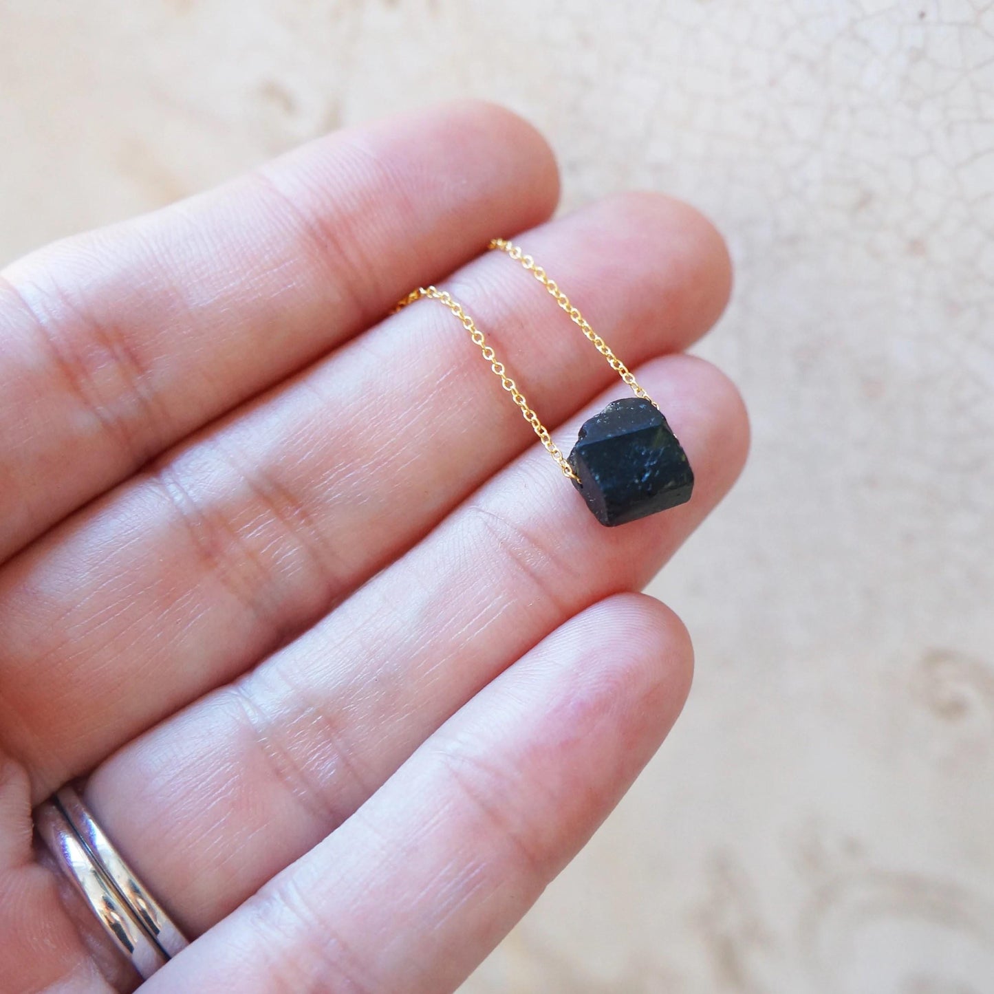 Raw Crystal Necklace Natural Black Tourmaline Necklace Powerful Necklace Rough Stone  Black Tourmaline Stone Pendant