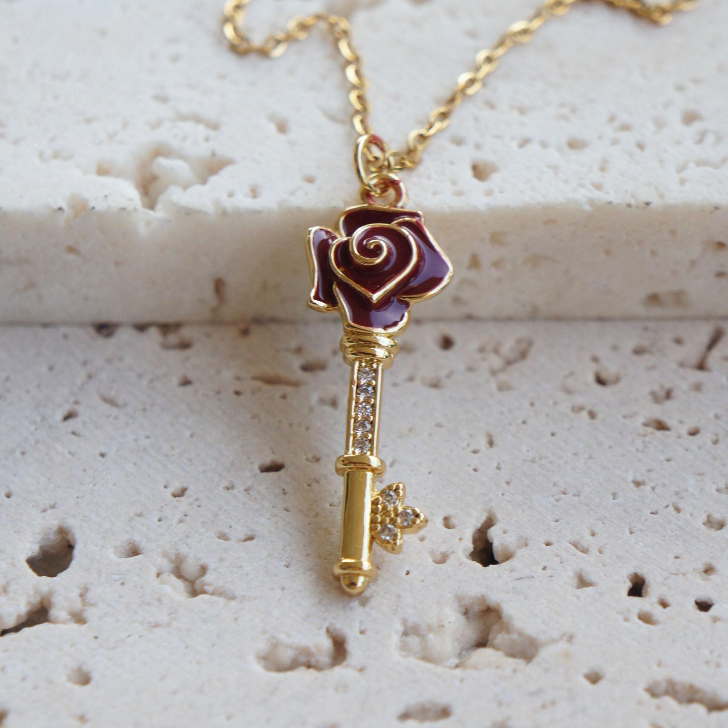 Gold Key Charm Necklace