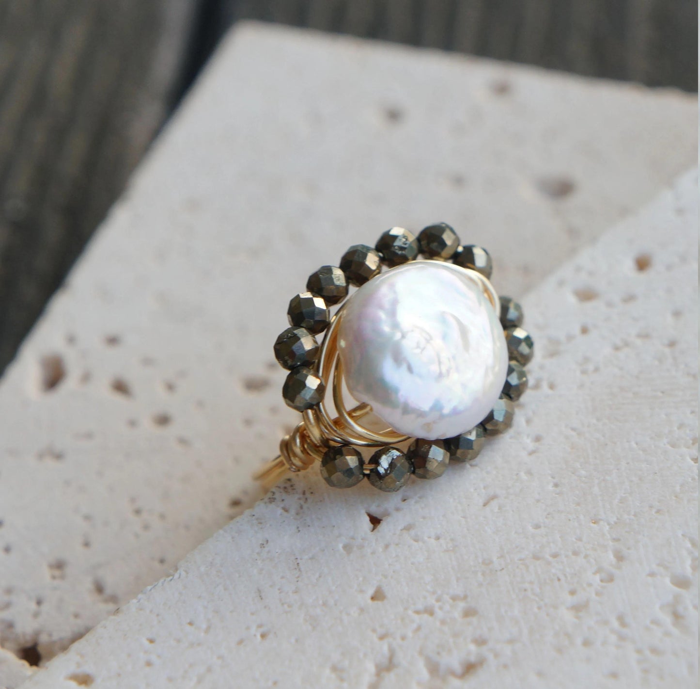 Coin White Pearl Ring