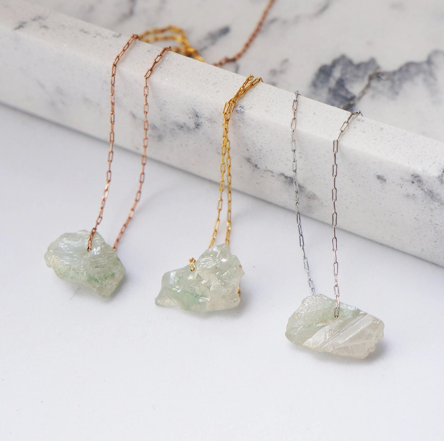 Raw Crystal Necklace Green Amethyst Necklace February Birthstone Rough Stone Layering Necklace Natural Amethyst Stone Pendant