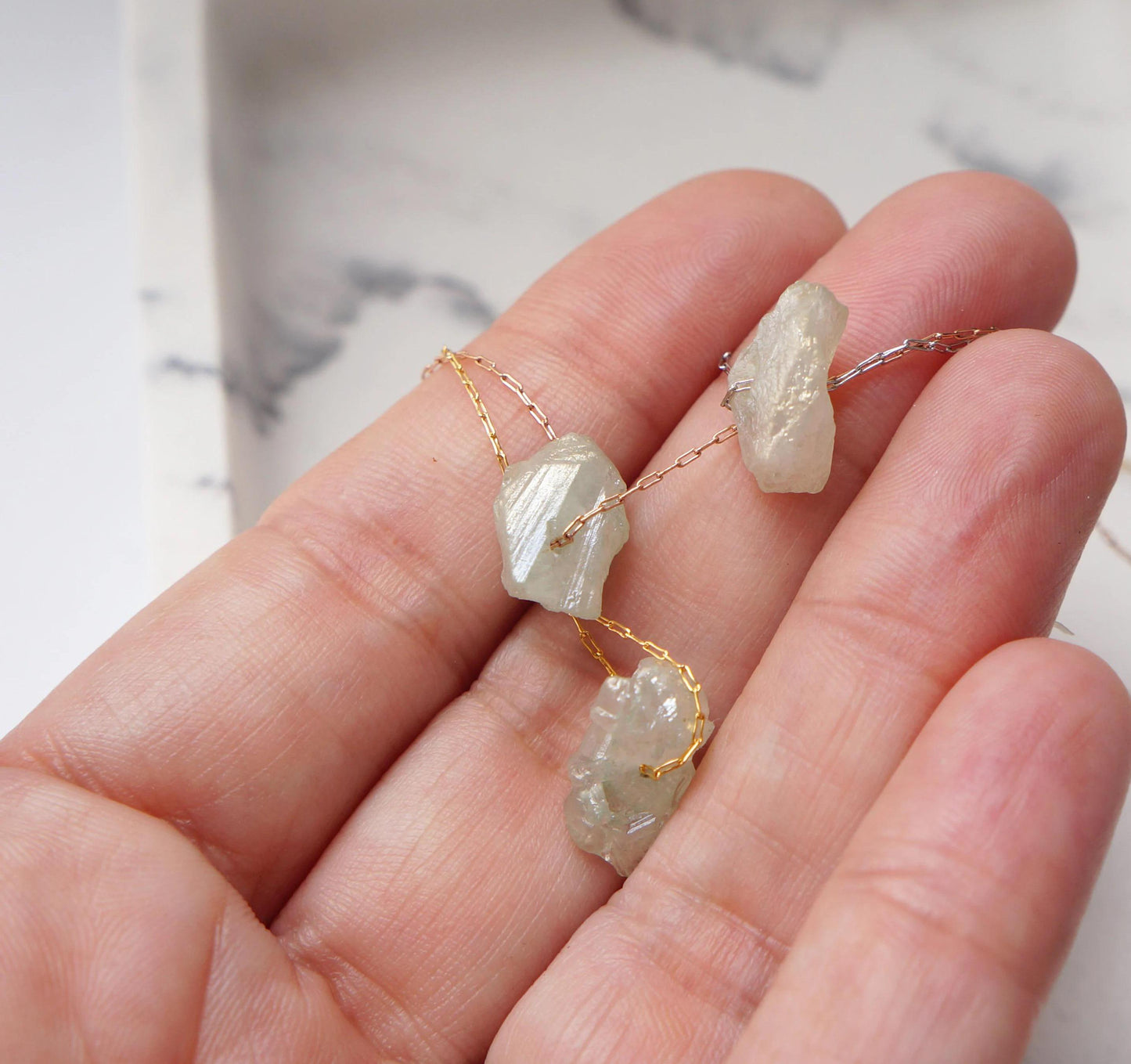 Raw Crystal Necklace Green Amethyst Necklace February Birthstone Rough Stone Layering Necklace Natural Amethyst Stone Pendant