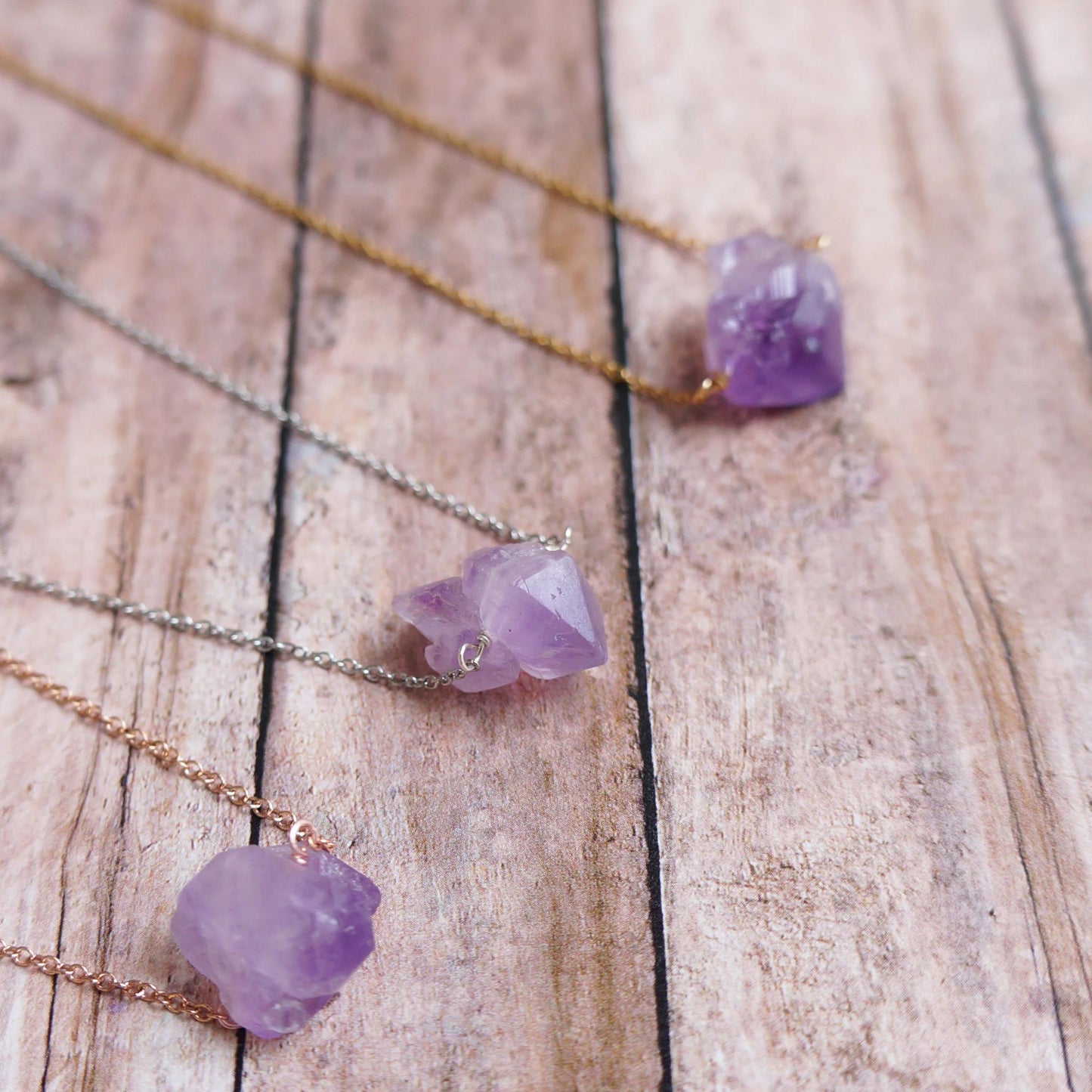 Raw Crystal Necklace Amethyst Necklace  February Birthstone Large Rough Stone Layering Necklace Natural Amethyst  Pendant