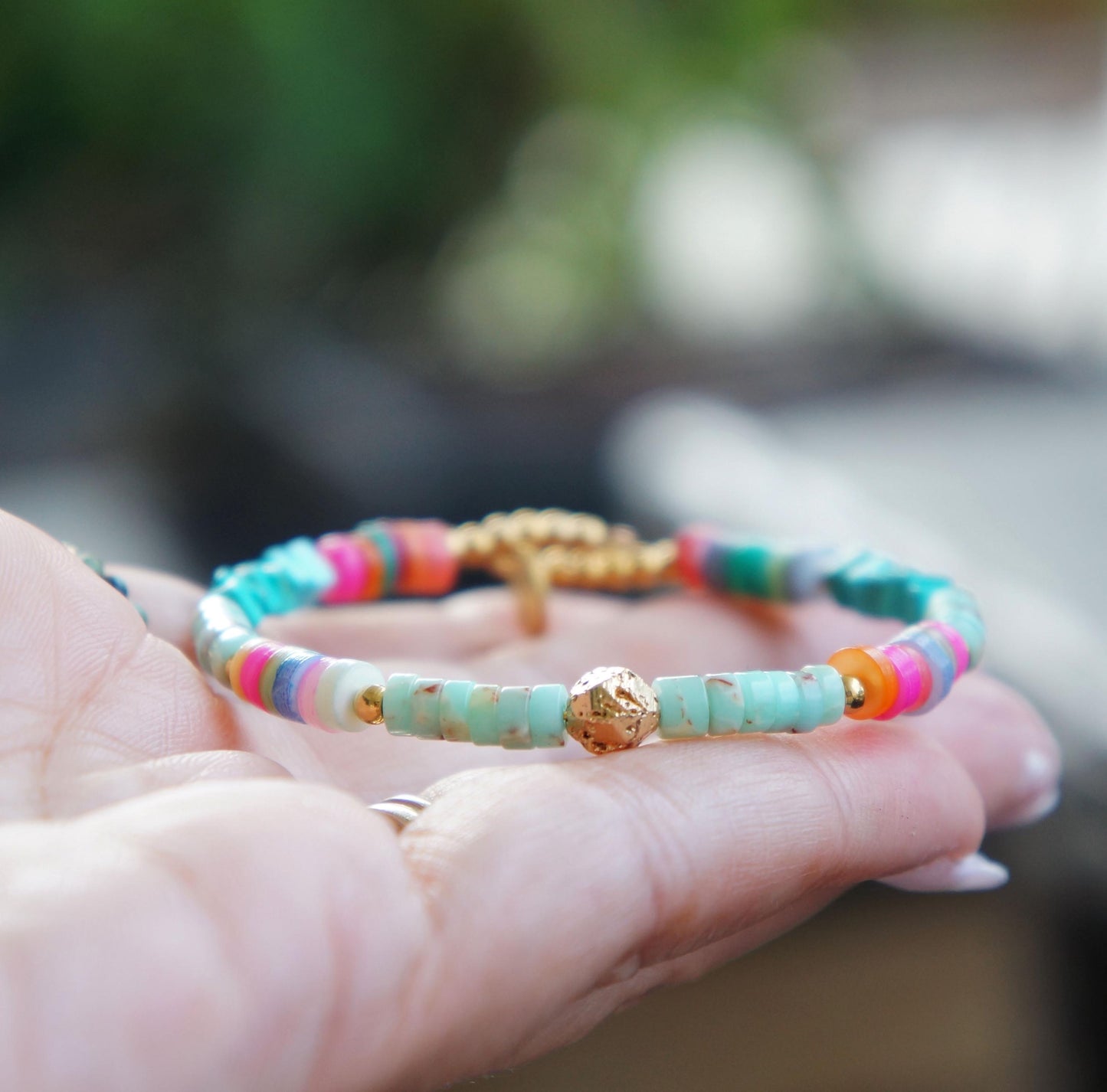 Colorful Bohemian Beaded Shell Bracelet Bangle