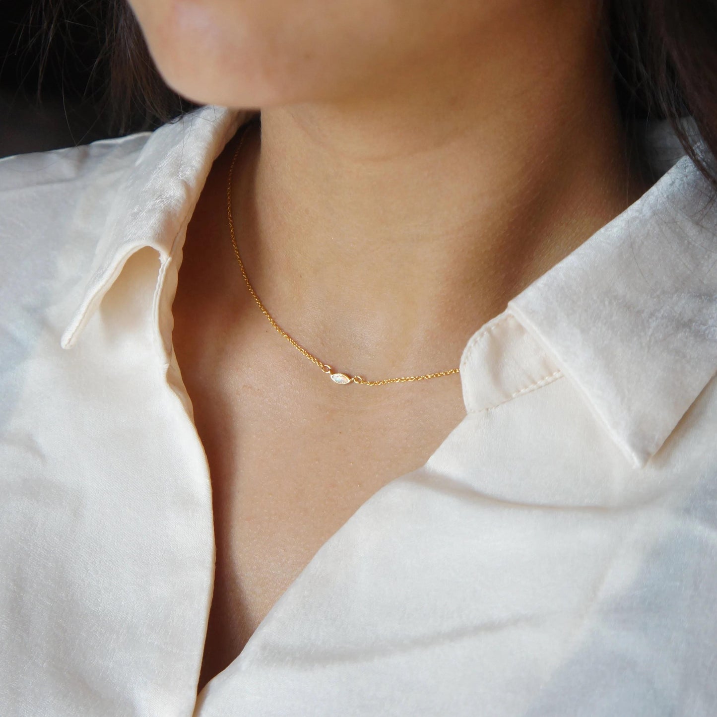 Tiny Opal Necklace Charm Necklace Minimalist Necklace Layering Necklace Gift Simple Dainty Gold Necklace for Women Tiny Necklace Choker