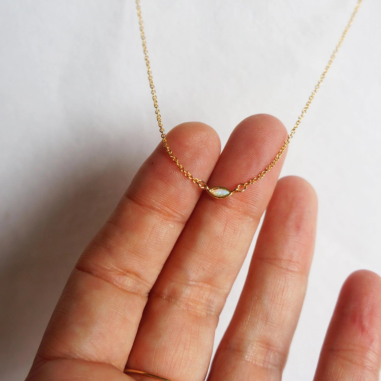 Tiny Opal Necklace Charm Necklace Minimalist Necklace Layering Necklace Gift Simple Dainty Gold Necklace for Women Tiny Necklace Choker