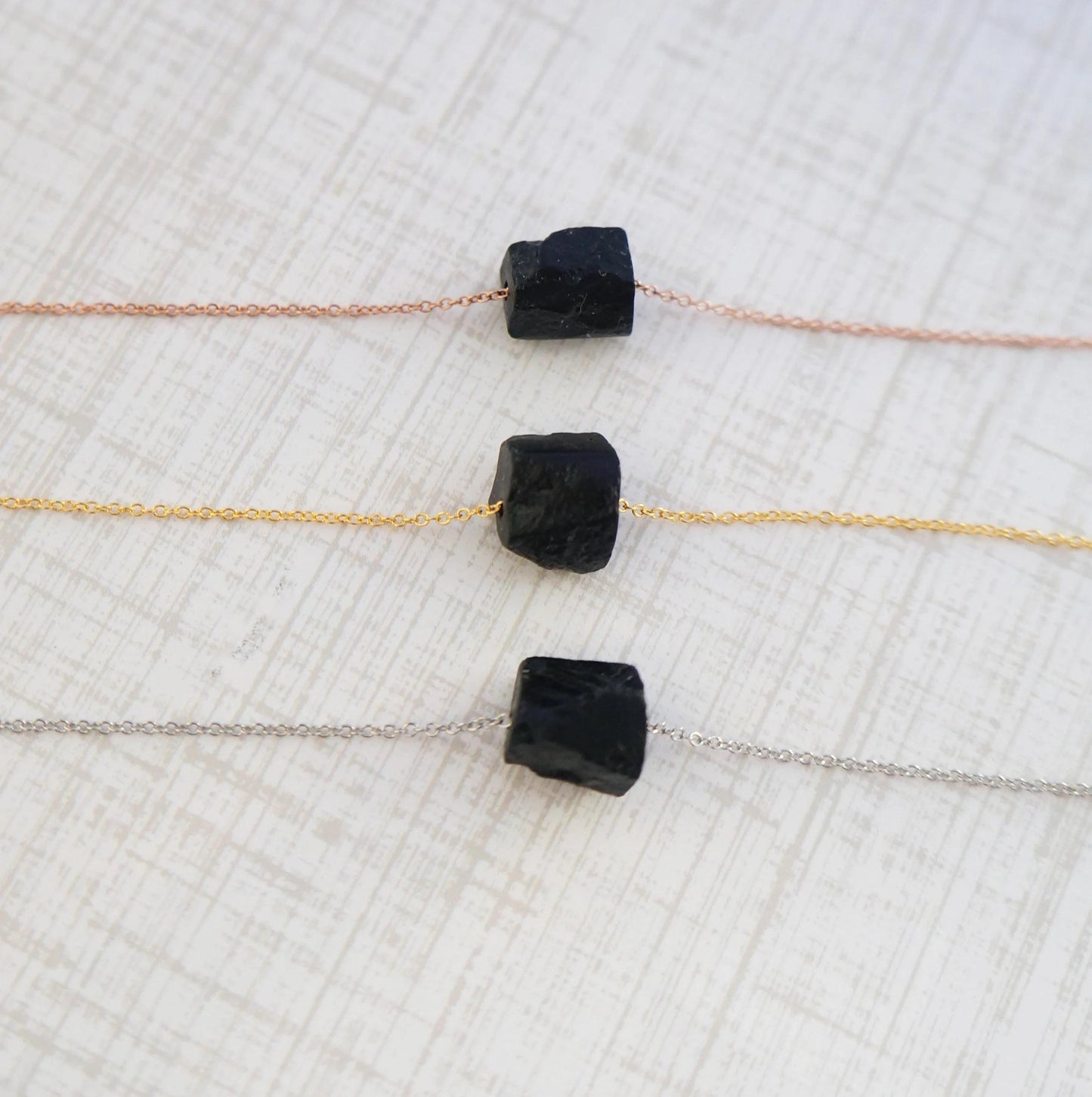 Powerful Stone Raw Black Tourmaline Necklace Rough Natural Gemstone Protection Necklace Small Card with Message for Her Woman