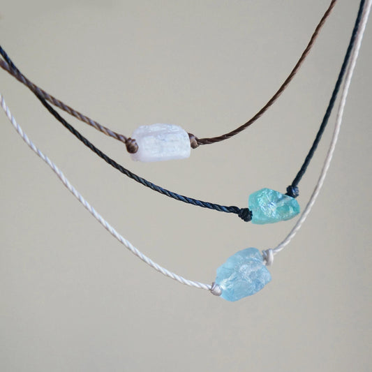 Raw Crystal Choker Natural Stones Powerful Necklace Adjustable Cord Necklace Layered Choker Aquamarine Apatite Moonstone Dainty Choker