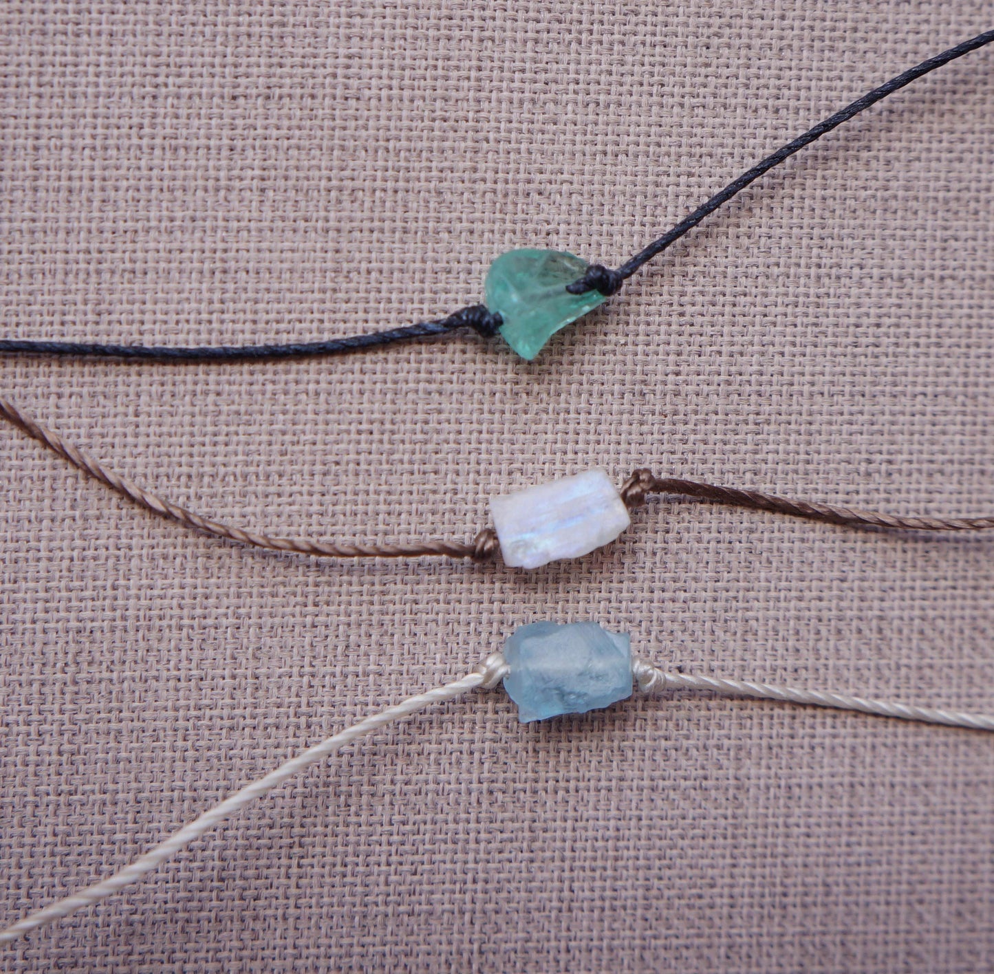 Raw Crystal Choker Natural Stones Powerful Necklace Adjustable Cord Necklace Layered Choker Aquamarine Apatite Moonstone Dainty Choker