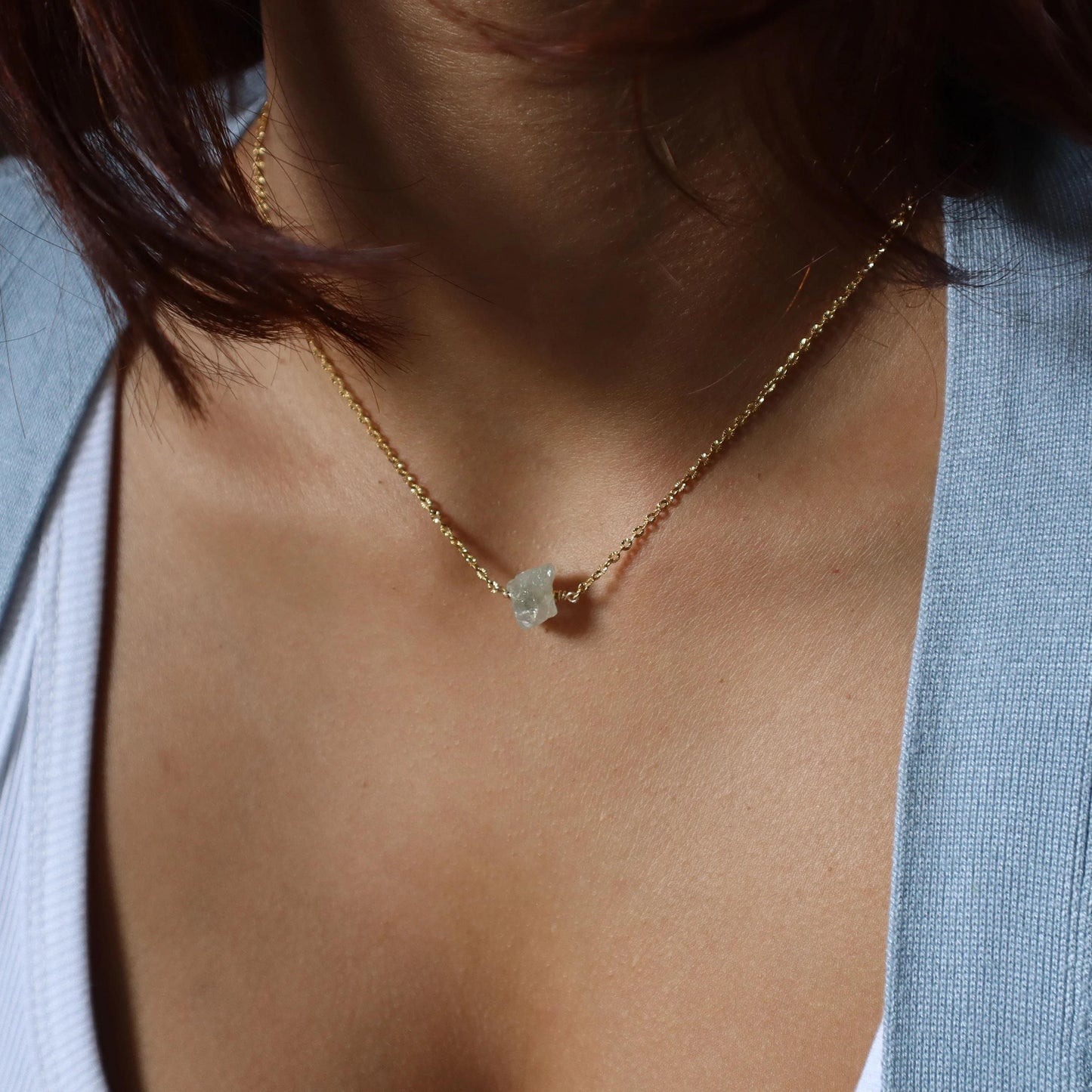 Raw Gemstone Necklace Gold Chain, Women's Gemstone Pendant, Natural Stone Jewelry, Boho Necklace Gift, Minimalist, Layering Necklace, Gift