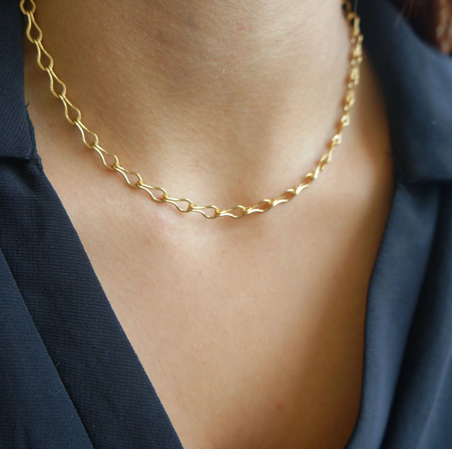 Gold Matte Chain Choker Necklace