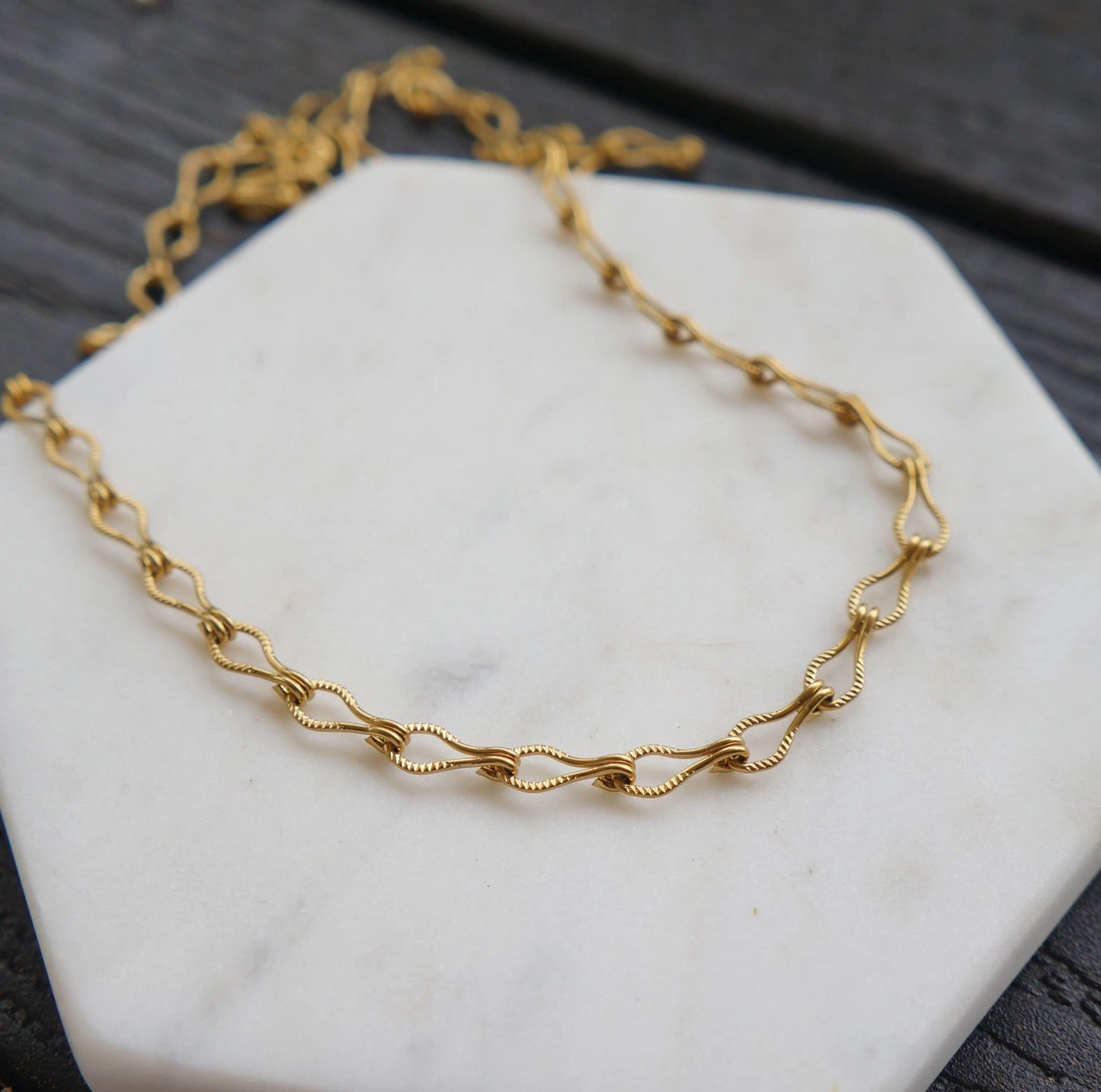 Gold Matte Chain Choker Necklace