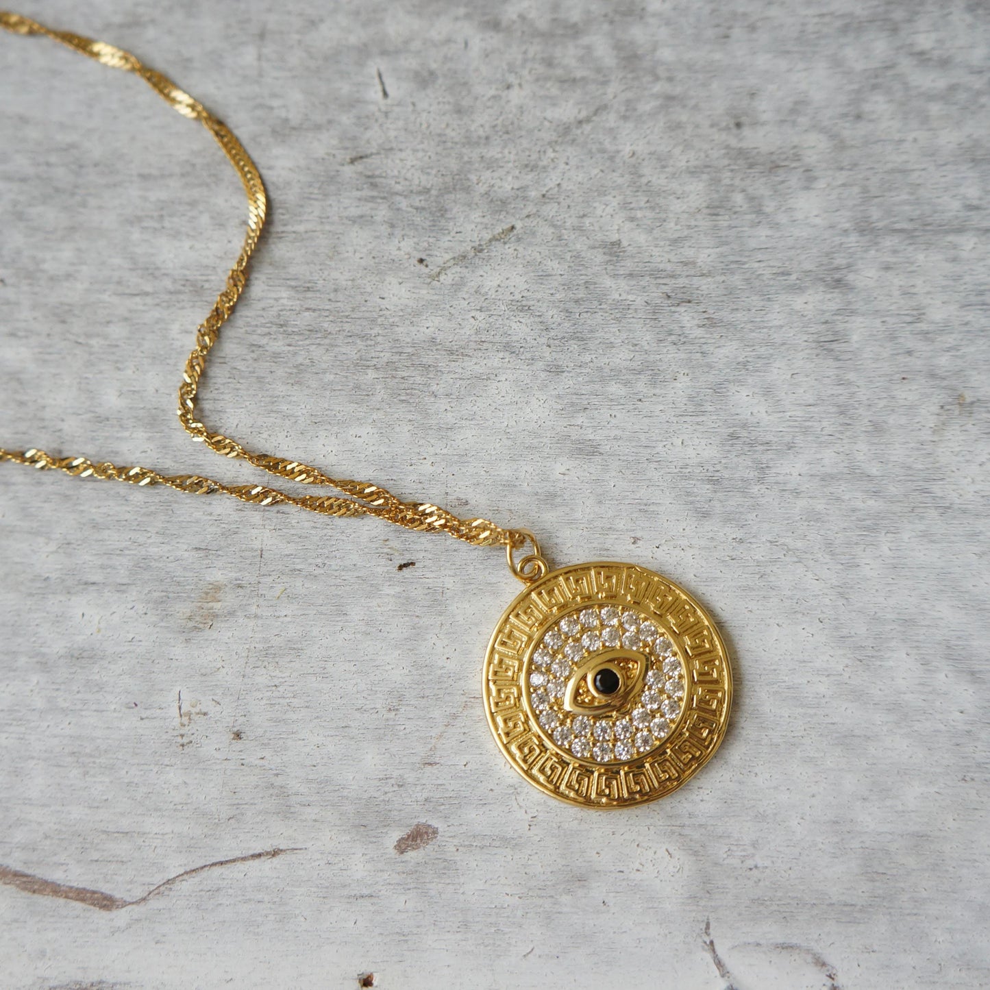 Gold Medallion Necklace Protection Evil Eye