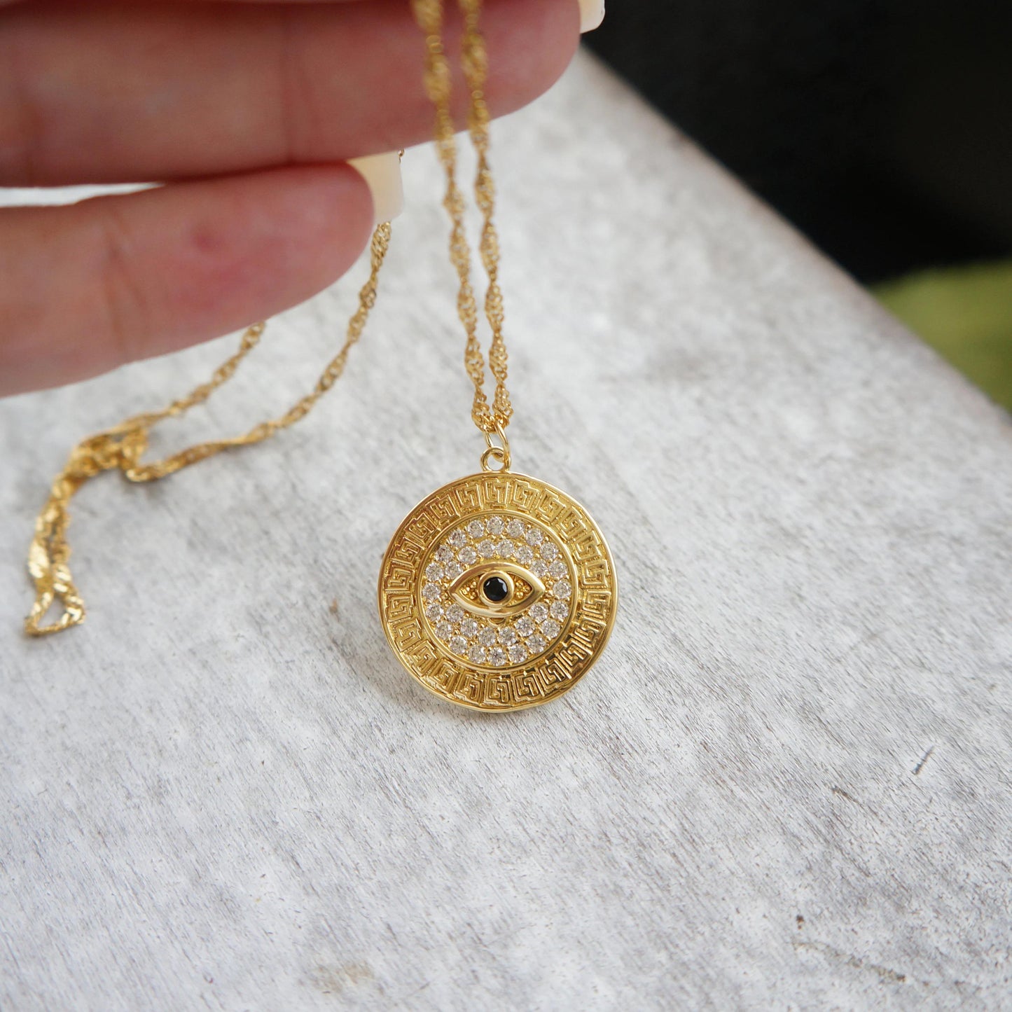 Gold Medallion Necklace Protection Evil Eye