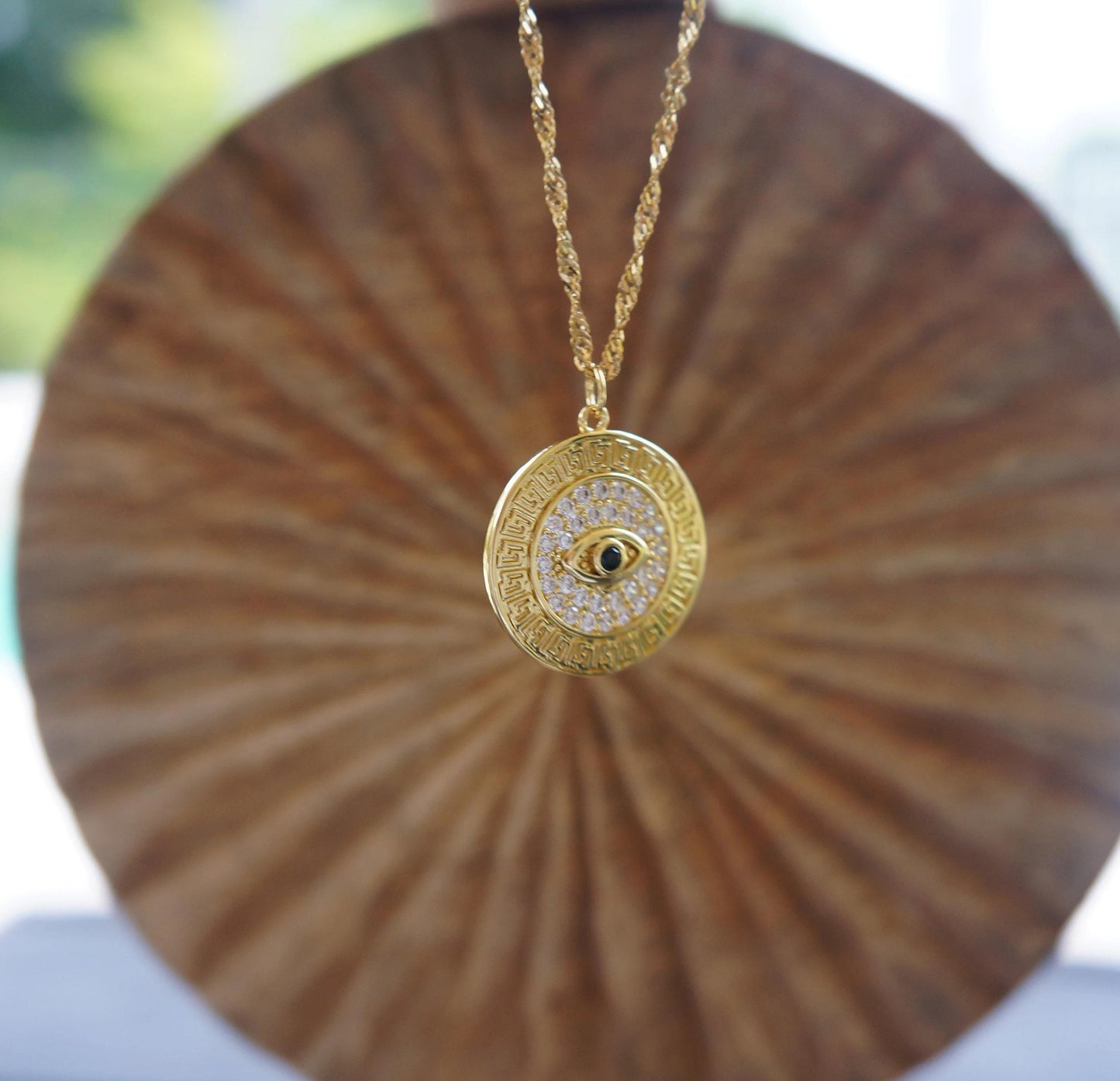 Gold Medallion Necklace Protection Evil Eye