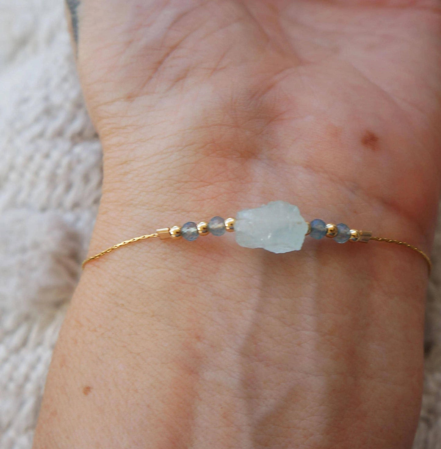 Aquamarine Bracelet Raw Natural Aquamarine