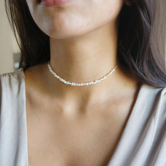 Tiny Pearls Choker Necklace Dainty Pearl Necklace Adjustable Delicate June Birthstone Gift Bridesmaids Necklace Gift Natural Pearls