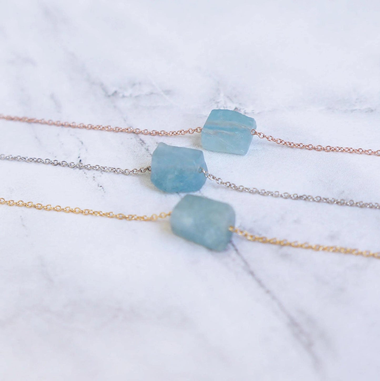 Raw Crystal Necklace Aquamarine Necklace March Birthstone Rough Stone Layering Necklace Natural Aquamarine Stone Pendant