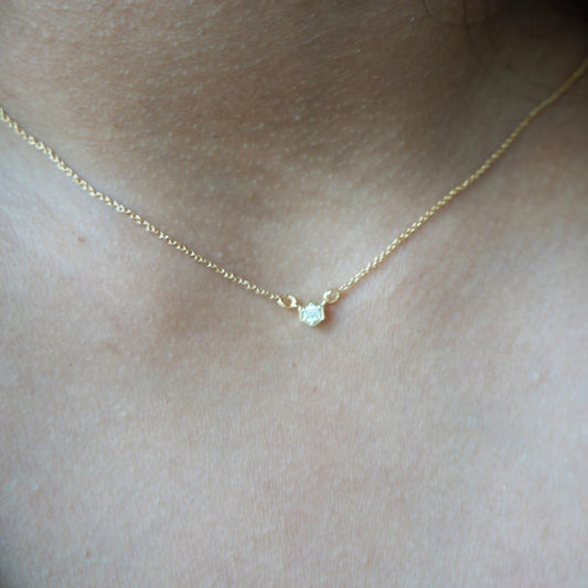 Tiny Diamond Necklace CZ Crystal Necklace Minimalist Necklace Layering Necklace Bridesmaids Necklace Gift Simple Dainty Necklace