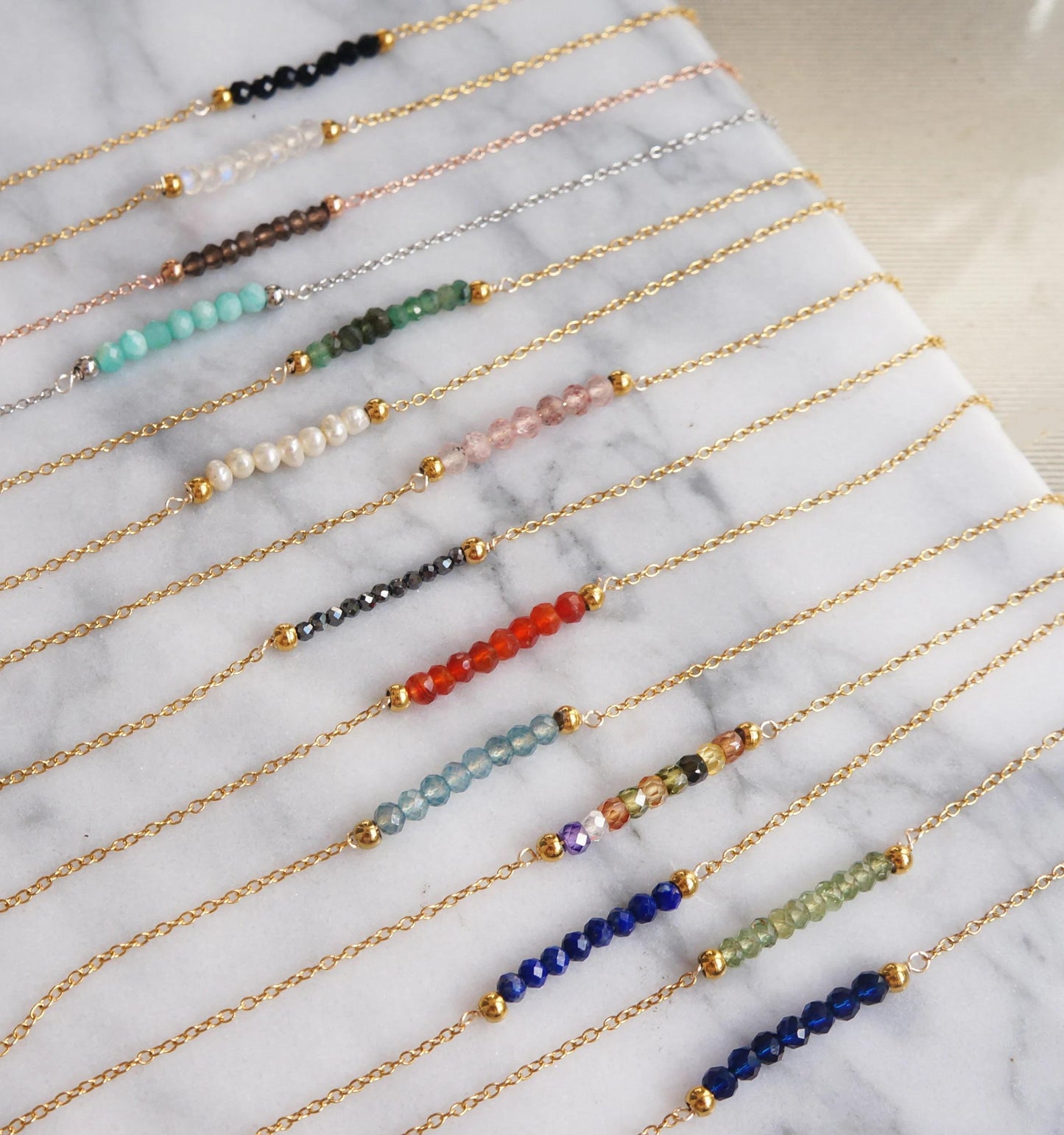 Dainty Tiny Gemstone Necklace