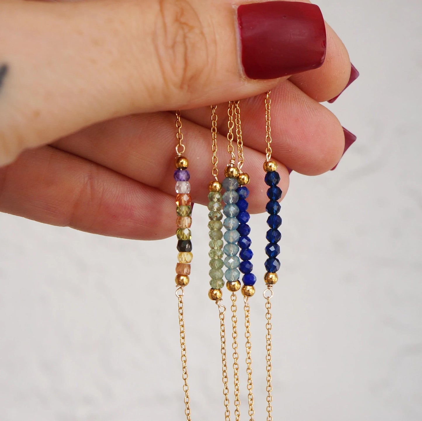 Dainty Tiny Gemstone Necklace