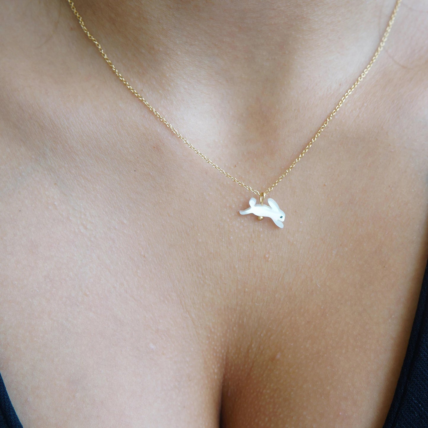 Tiny Bunny Necklace White Rabbit Charm, Small Animal Pendant, Dainty Bunny Jewelry, Rabbit Lover Gift, Cute Gift for Her