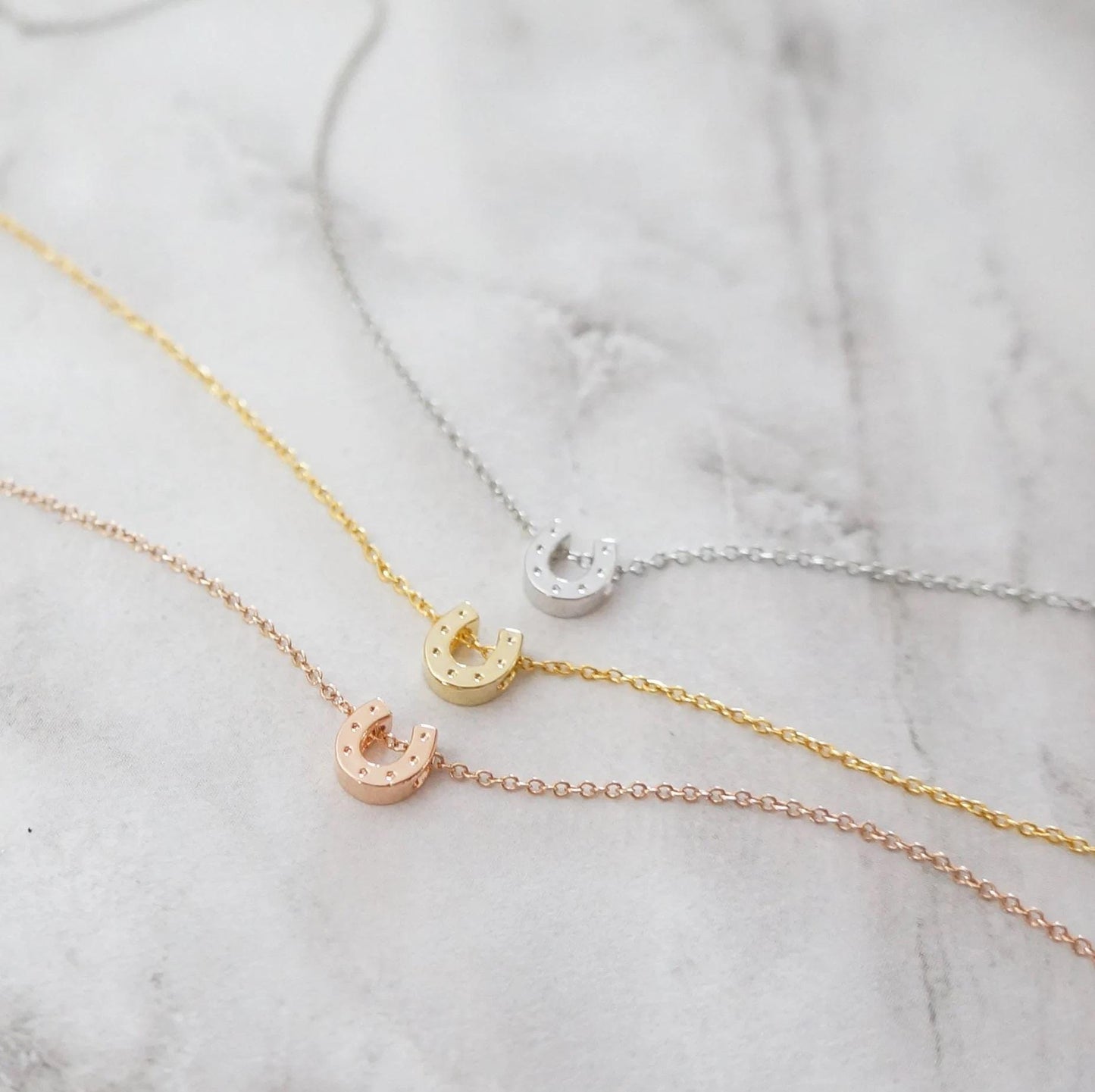 Tiny Horseshoe Necklace Lucky Charm Necklace Cute Dainty Necklace Minimalist Necklace Layered Necklace Bridesmaid Gift Horseshoe Jewelry