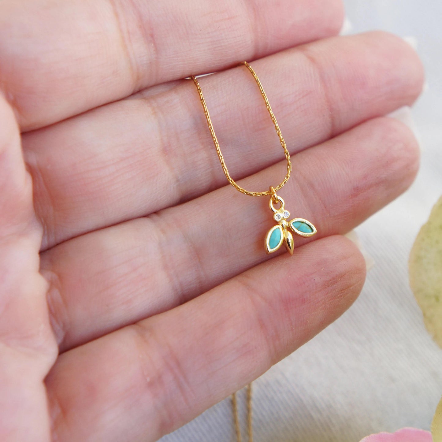 Tiny Dragonfly Necklace Minimalist Charm Necklace Turquoise Dragonfly Charm Necklace for Woman Gift for Her Tiny Dainty Jewelry