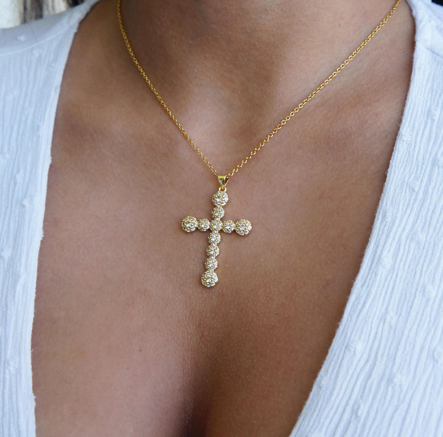 Large Gold Cross Necklace for Woman