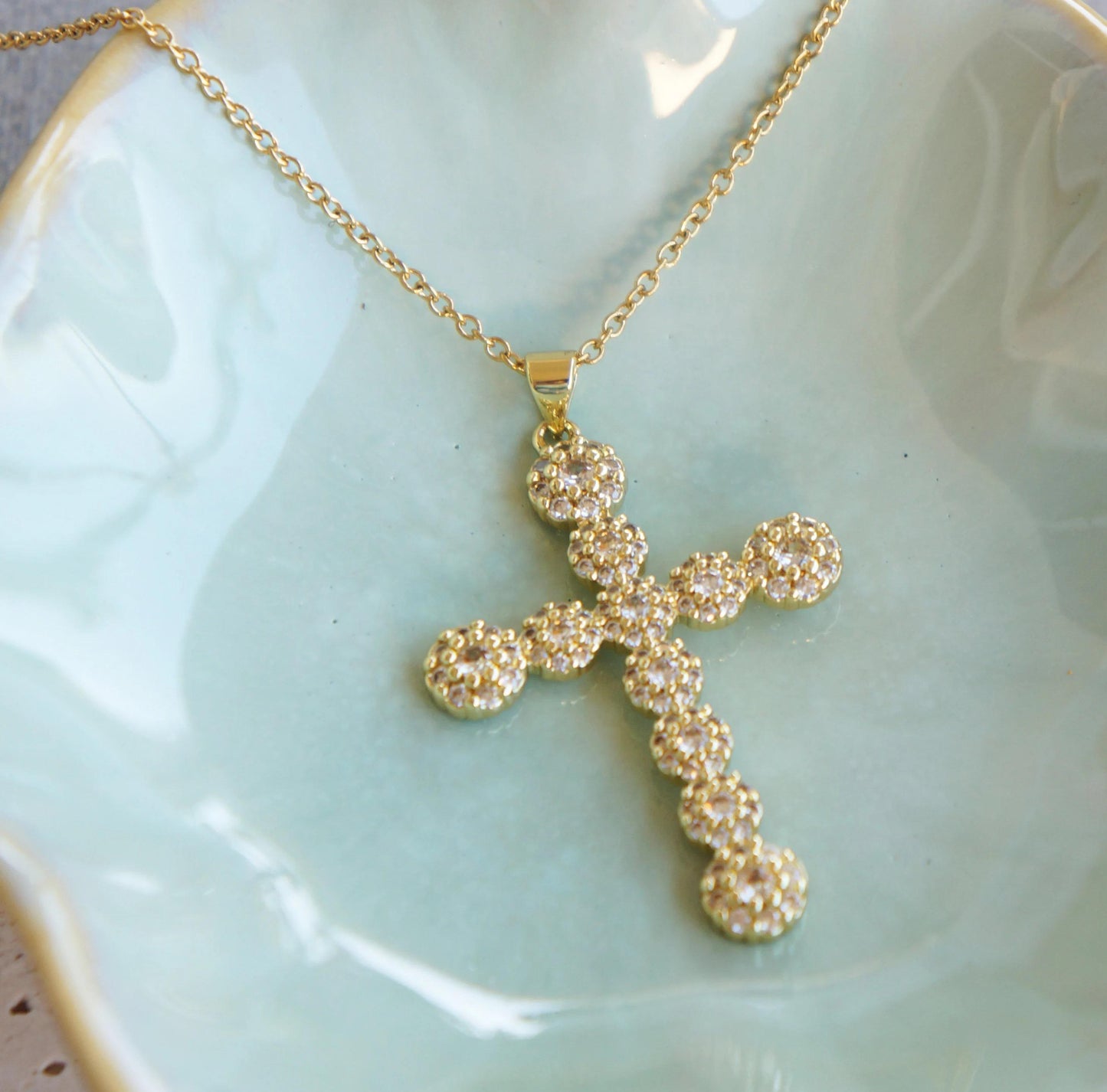 Large Gold Cross Necklace for Woman