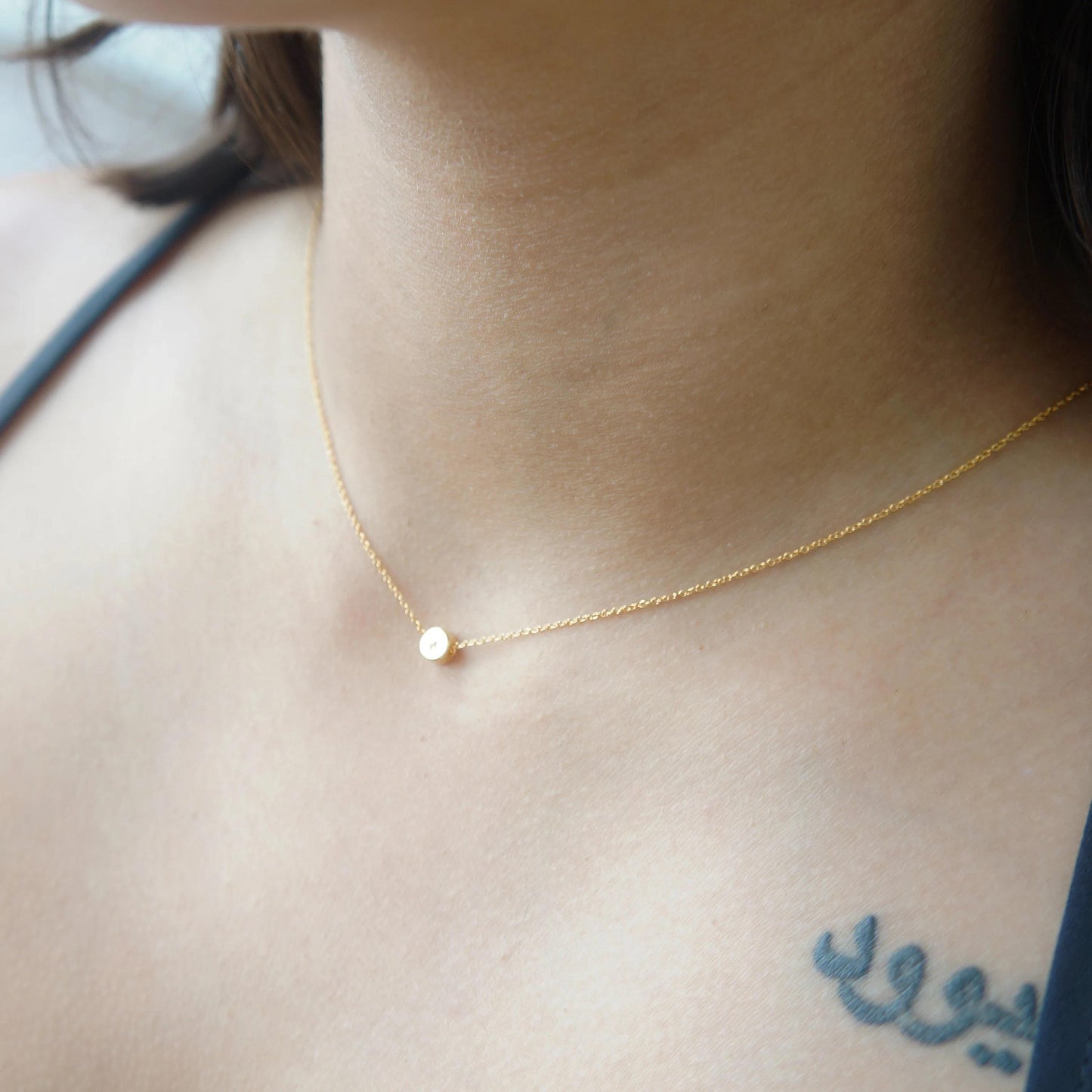 Minimalist Necklace Tiny Dot Initial Gold Necklace Letter Necklace Dainty Necklace Personalized Minimal Jewelry Gift