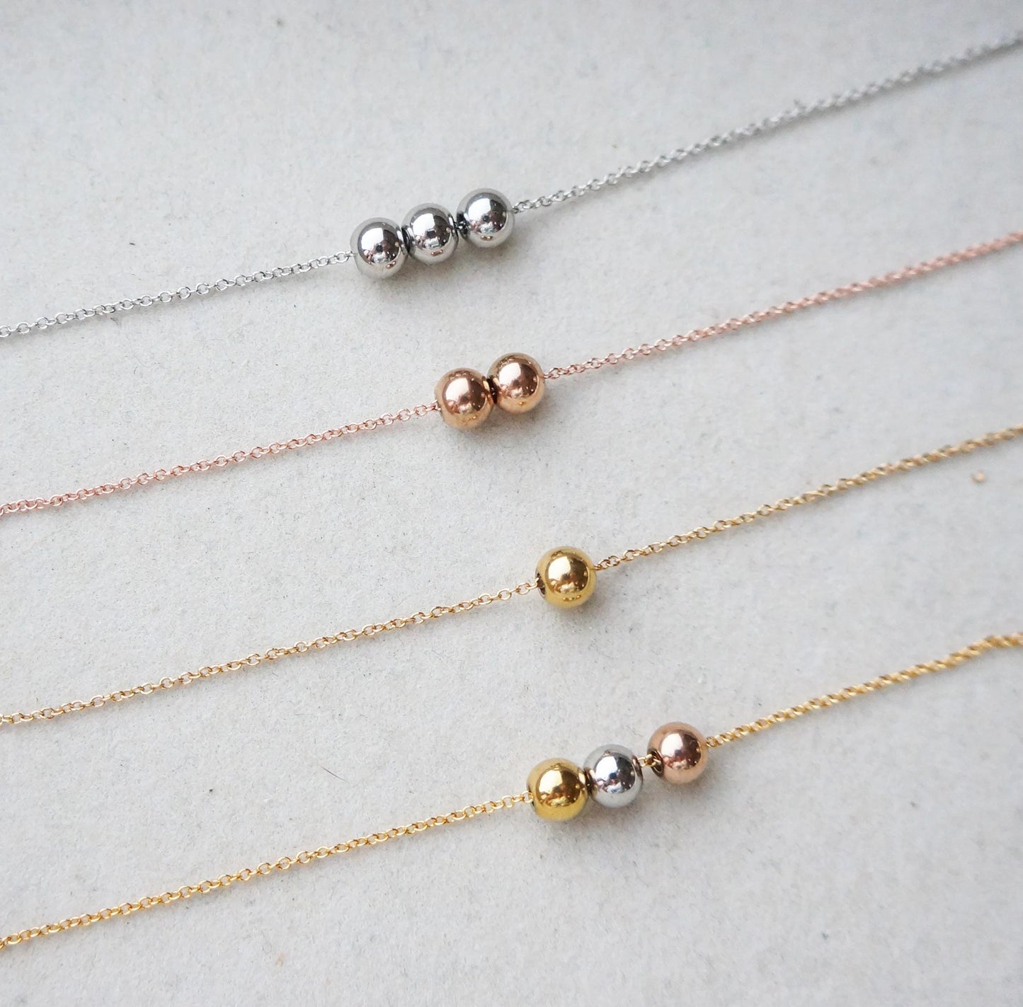 Tiny Gold Bead Necklace Wish Necklace Tiny Necklace Gift for Her Delicate Dainty Small Bead Sisters Necklace Friendship Necklace