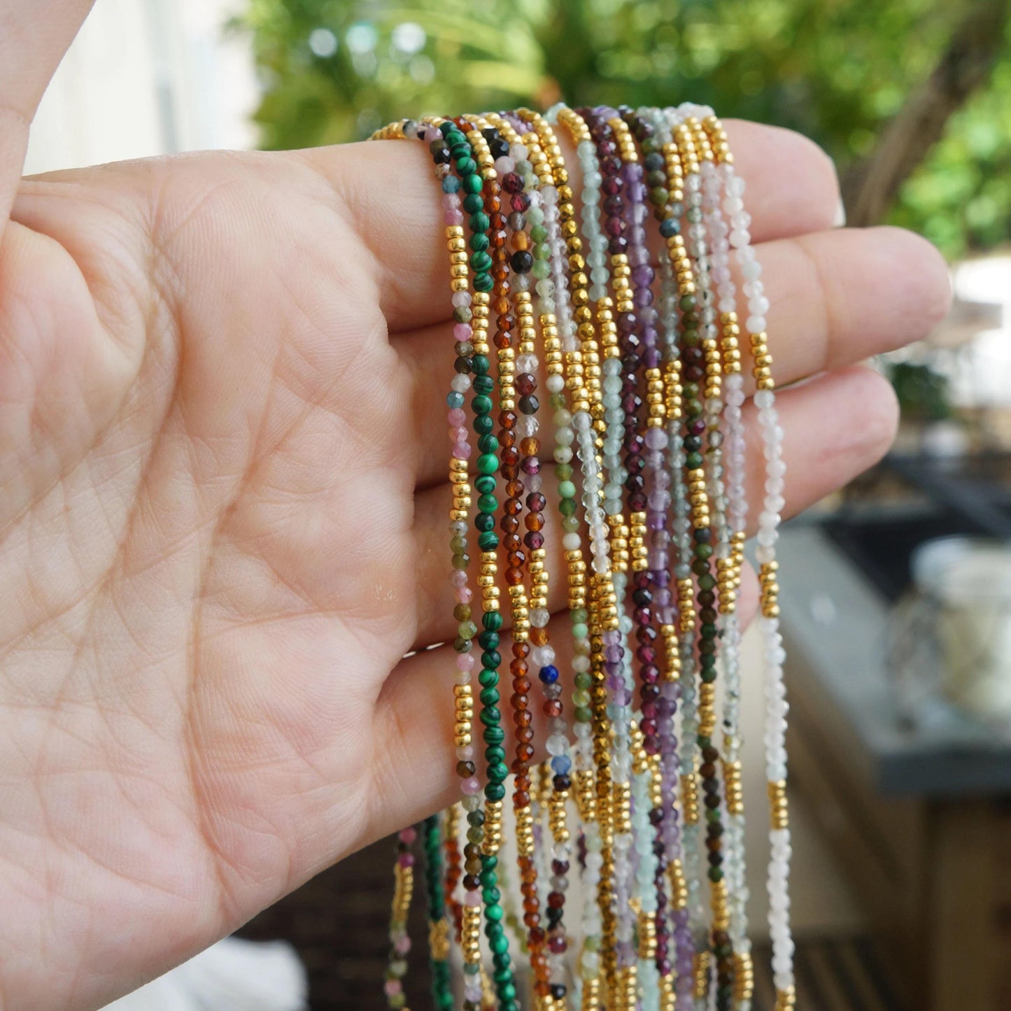 Gemstone Necklace with Tiny Beads