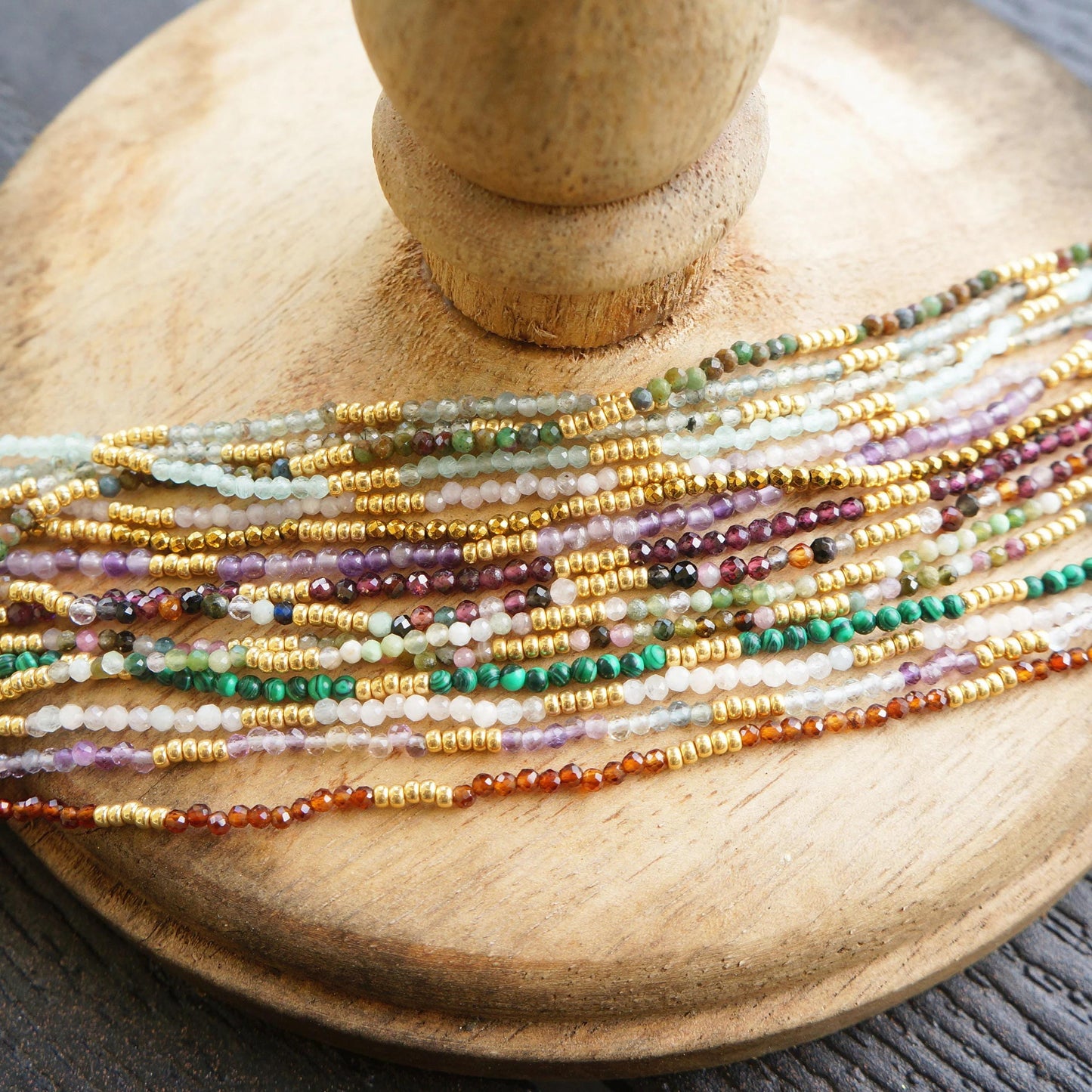 Gemstone Necklace with Tiny Beads