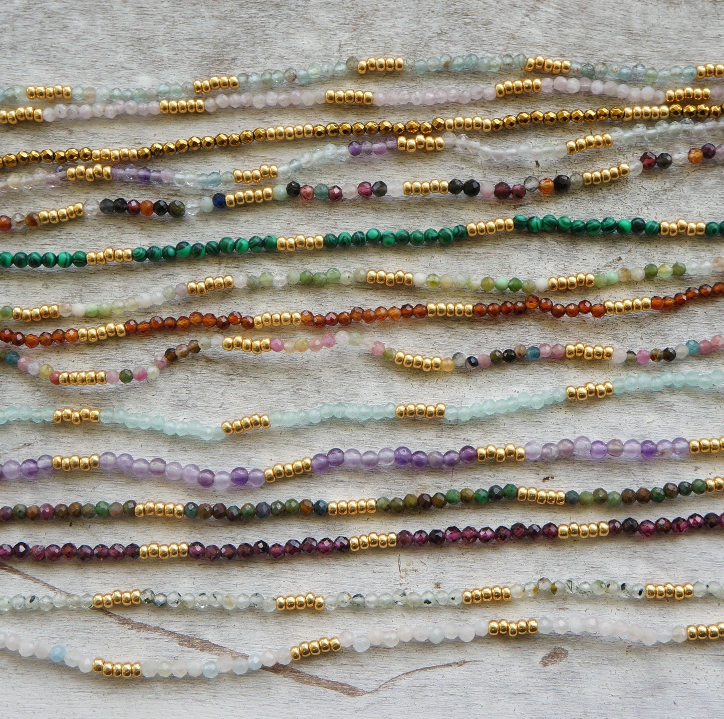 Gemstone Necklace with Tiny Beads