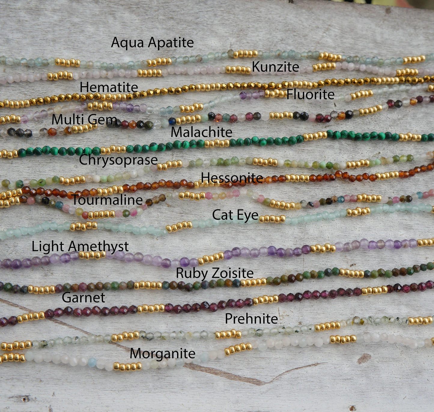 Gemstone Necklace with Tiny Beads