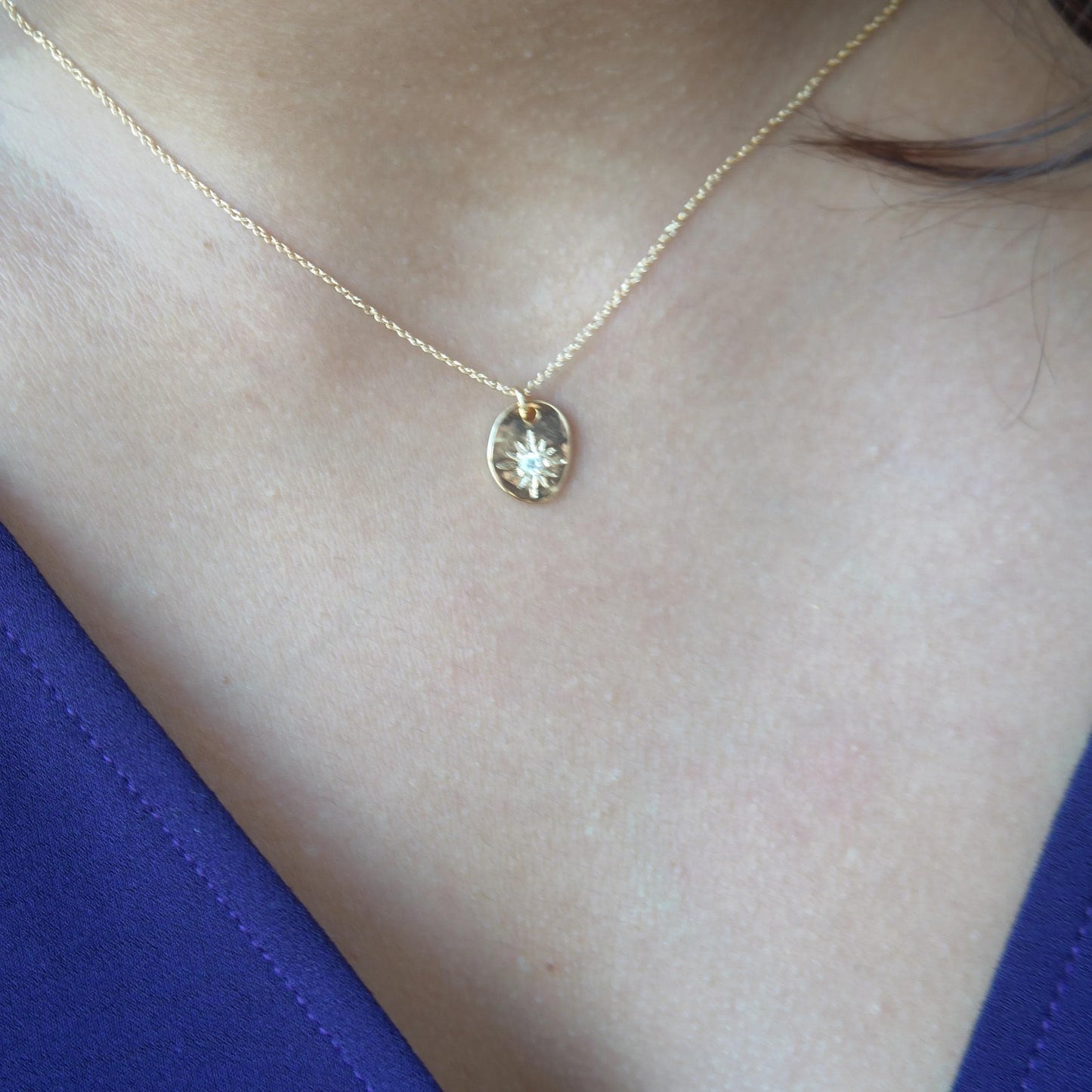 Tiny Sun Necklace Gold Sun Star Necklace Dainty Necklace Starburst CZ Charm Necklace Delicate Minimal Necklace